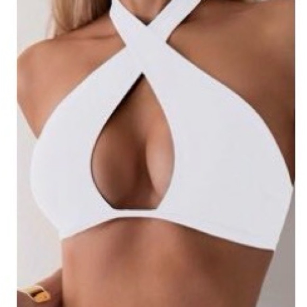 White Halter Bikini Top